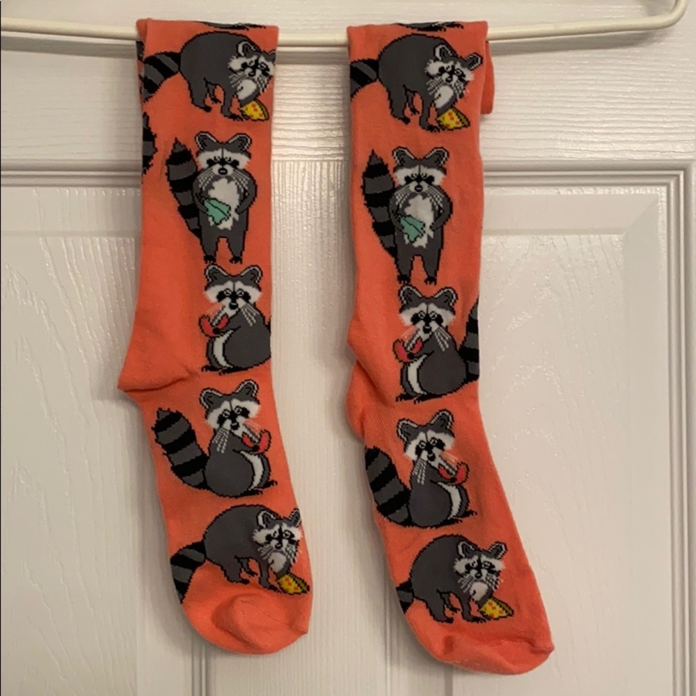 Coral raccoon socks